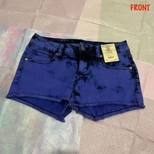 Decree Purple Acid Wash Denim Shorts